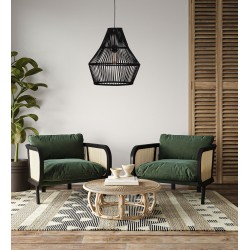 Dijk Lampa Wisząca Bambusowa w Stylu Boho 38x38x42cm Kolor Czarny 55703-074