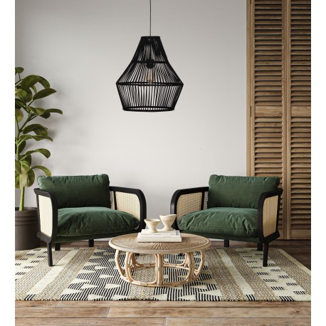 Dijk Lampa Wisząca Bambusowa w Stylu Boho 38x38x42cm Kolor Czarny 55703-074