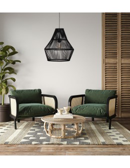 Dijk Bamboo Pendant Lamp in Boho Style 38x38x42cm Color Black 55703-074