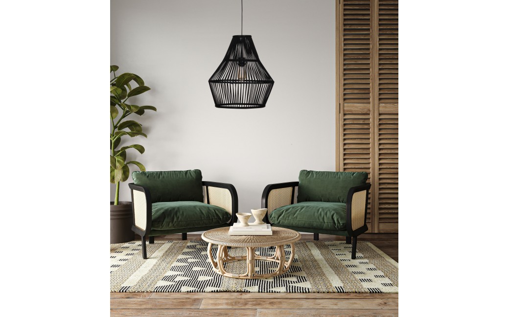 Dijk Lampa Wisząca Bambusowa w Stylu Boho 38x38x42cm Kolor Czarny 55703-074