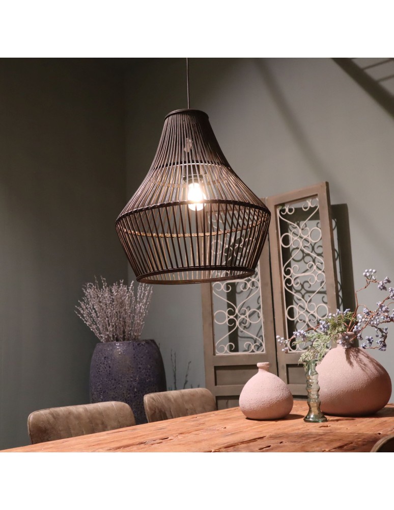 Boho pendant lamps - Dijk Bamboo Pendant Lamp in Boho Style 38x38x42cm Color Black 55703-074 - product kolory-swiatla.pl 3