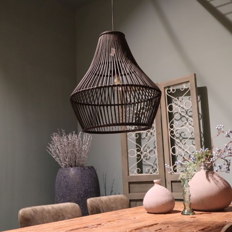 Dijk Lampa Wisząca Bambusowa w Stylu Boho 38x38x42cm Kolor Czarny 55703-074