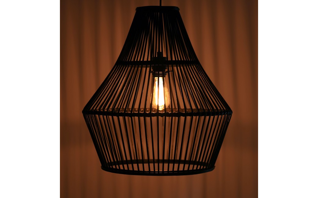 Dijk Lampa Wisząca Bambusowa w Stylu Boho 38x38x42cm Kolor Czarny 55703-074