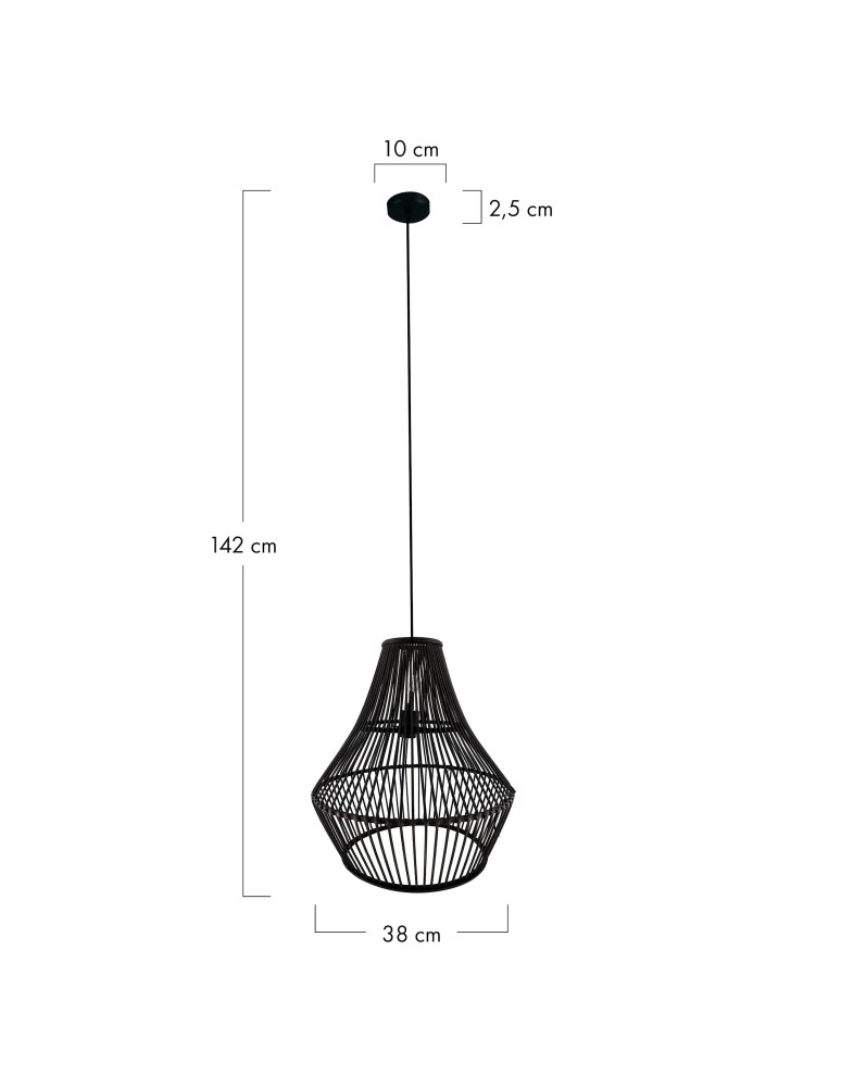 Boho pendant lamps - Dijk Bamboo Pendant Lamp in Boho Style 38x38x42cm Color Black 55703-074 - product kolory-swiatla.pl 9