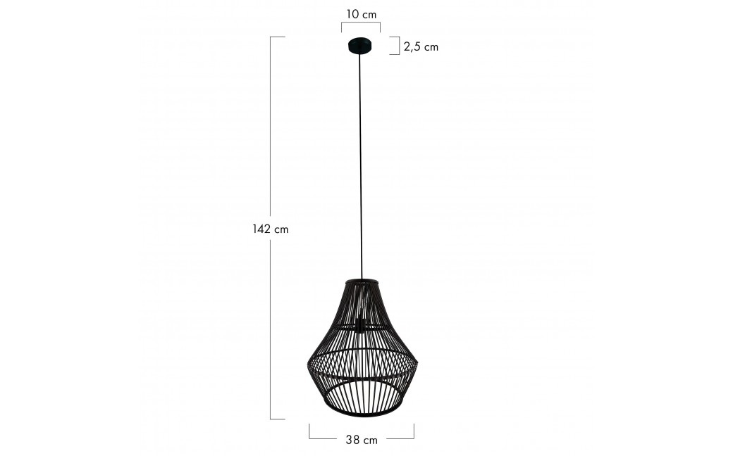 Dijk Lampa Wisząca Bambusowa w Stylu Boho 38x38x42cm Kolor Czarny 55703-074