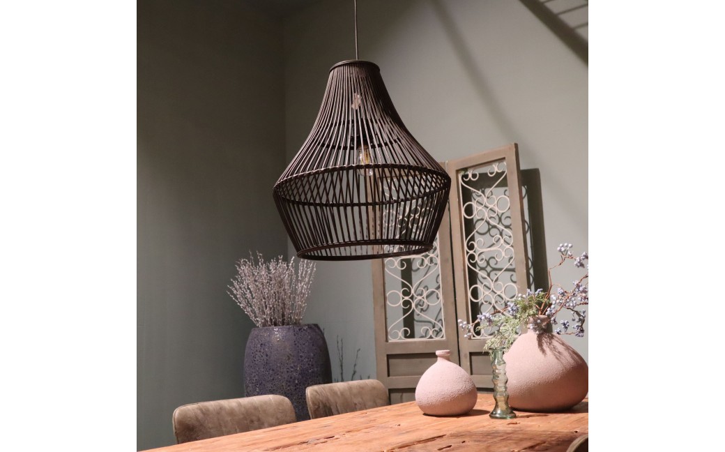 Dijk Lampa Wisząca Bambusowa w Stylu Boho 46x46x50cm Kolor Czarny 55704-074