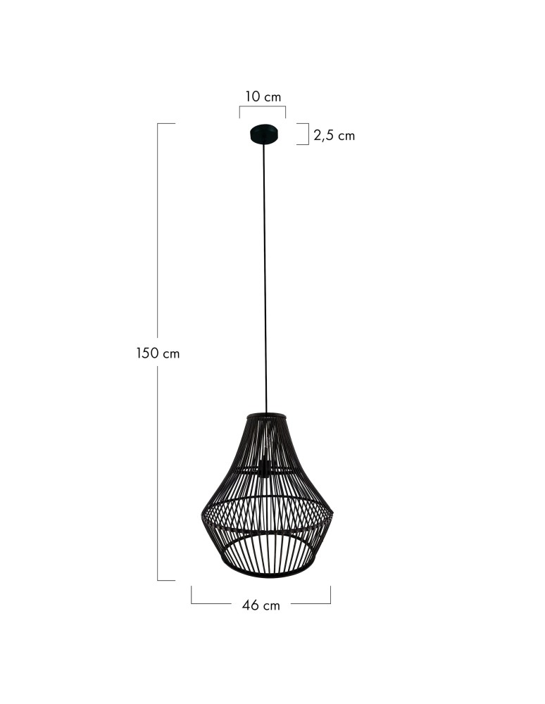 Boho pendant lamps - Dijk Bamboo Pendant Lamp in Boho Style 46x46x50cm Color Black 55704-074 - product kolory-swiatla.pl 8