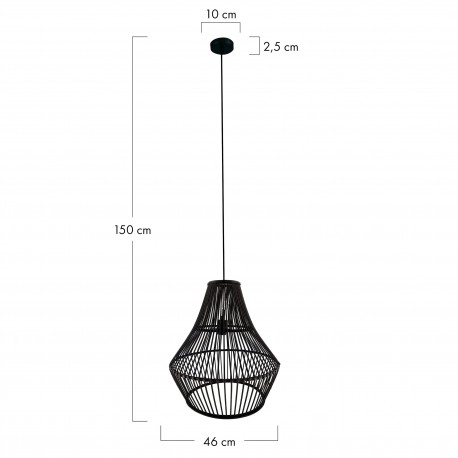 Dijk Lampa Wisząca Bambusowa w Stylu Boho 46x46x50cm Kolor Czarny 55704-074