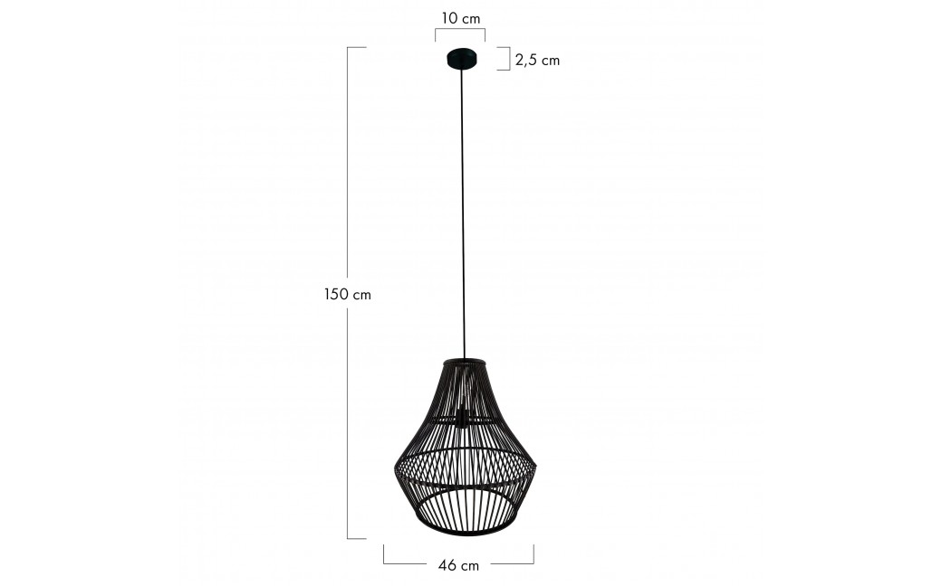 Dijk Lampa Wisząca Bambusowa w Stylu Boho 46x46x50cm Kolor Czarny 55704-074