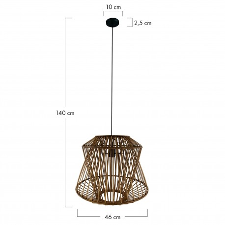 Dijk Lampa Wisząca Bambusowa w Stylu Boho 46x46x40cm Kolor Naturalny 55706-017