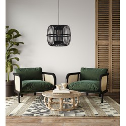 Dijk Lampa Wisząca Bambusowa w Stylu Boho 38x38x32cm Kolor Czarny 55707-074