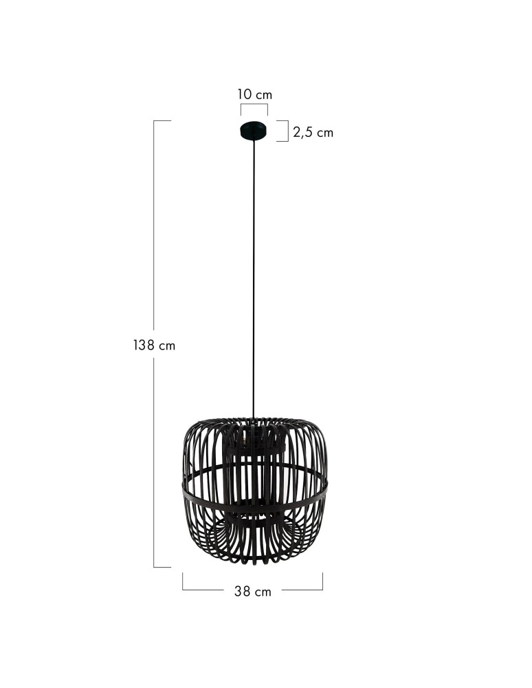 Boho pendant lamps - Dijk Bamboo Pendant Lamp in Boho Style 38x38x32cm Color Black 55707-074 - product kolory-swiatla.pl 6