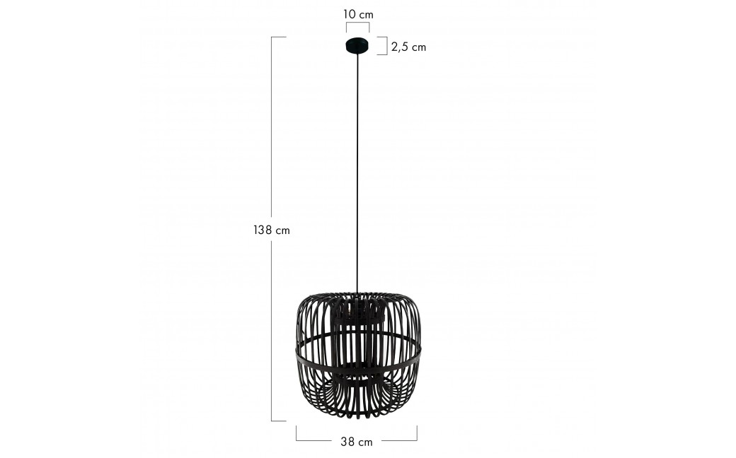 Dijk Lampa Wisząca Bambusowa w Stylu Boho 38x38x32cm Kolor Czarny 55707-074