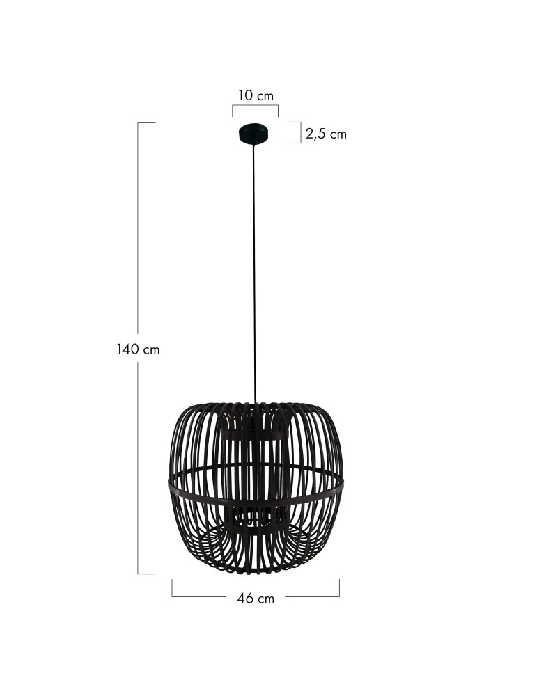 Boho pendant lamps - Dijk Bamboo Pendant Lamp in Boho Style 46x46x40cm Color Black 55708-074 - product kolory-swiatla.pl 5