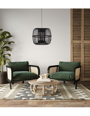 Dijk Bamboo Pendant Lamp in Boho Style 46x46x40cm Color Black 55708-074