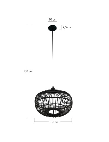 Dijk Bamboo Pendant Lamp in Boho Style 38x38x27cm Color Black 55715-074 - product 2