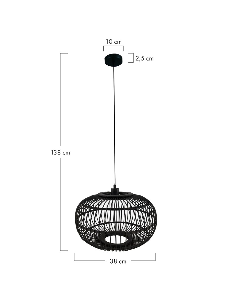 Boho pendant lamps - Dijk Bamboo Pendant Lamp in Boho Style 38x38x27cm Color Black 55715-074 - product kolory-swiatla.pl 2