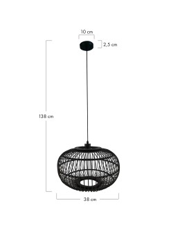 Dijk Bamboo Pendant Lamp in Boho Style 38x38x27cm Color Black 55715-074 - product 2