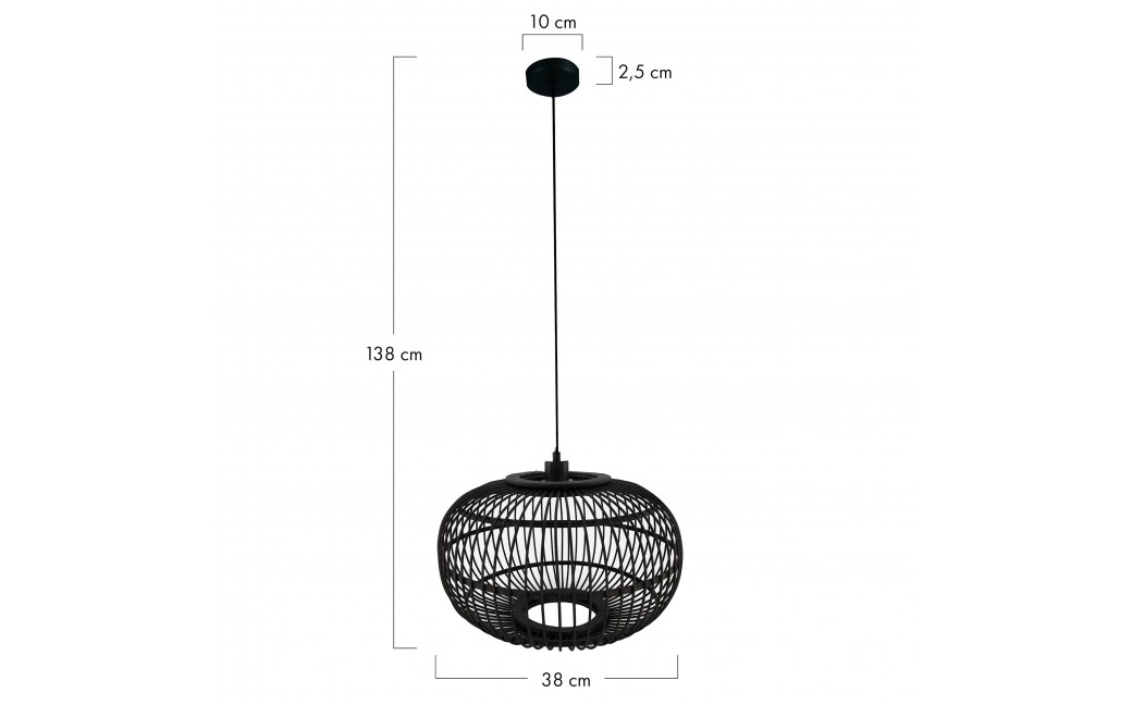 Dijk Lampa Wisząca Bambusowa w Stylu Boho 38x38x27cm Kolor Czarny 55715-074