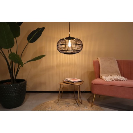 Dijk Lampa Wisząca Bambusowa w Stylu Boho 38x38x27cm Kolor Czarny 55715-074