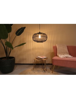 Dijk Bamboo Pendant Lamp in Boho Style 38x38x27cm Color Black 55715-074