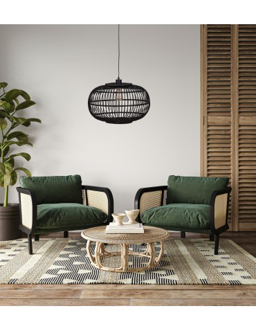 Dijk Bamboo Pendant Lamp in Boho Style 46x46x28cm Color Black 55716-074