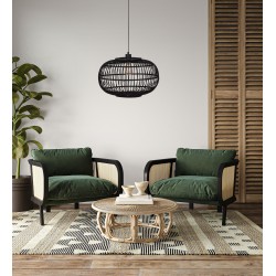 Dijk Lampa Wisząca Bambusowa w Stylu Boho 46x46x28cm Kolor Czarny 55716-074