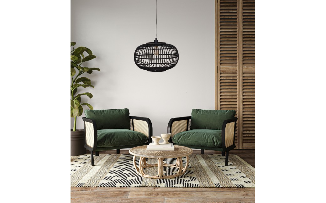 Dijk Lampa Wisząca Bambusowa w Stylu Boho 46x46x28cm Kolor Czarny 55716-074