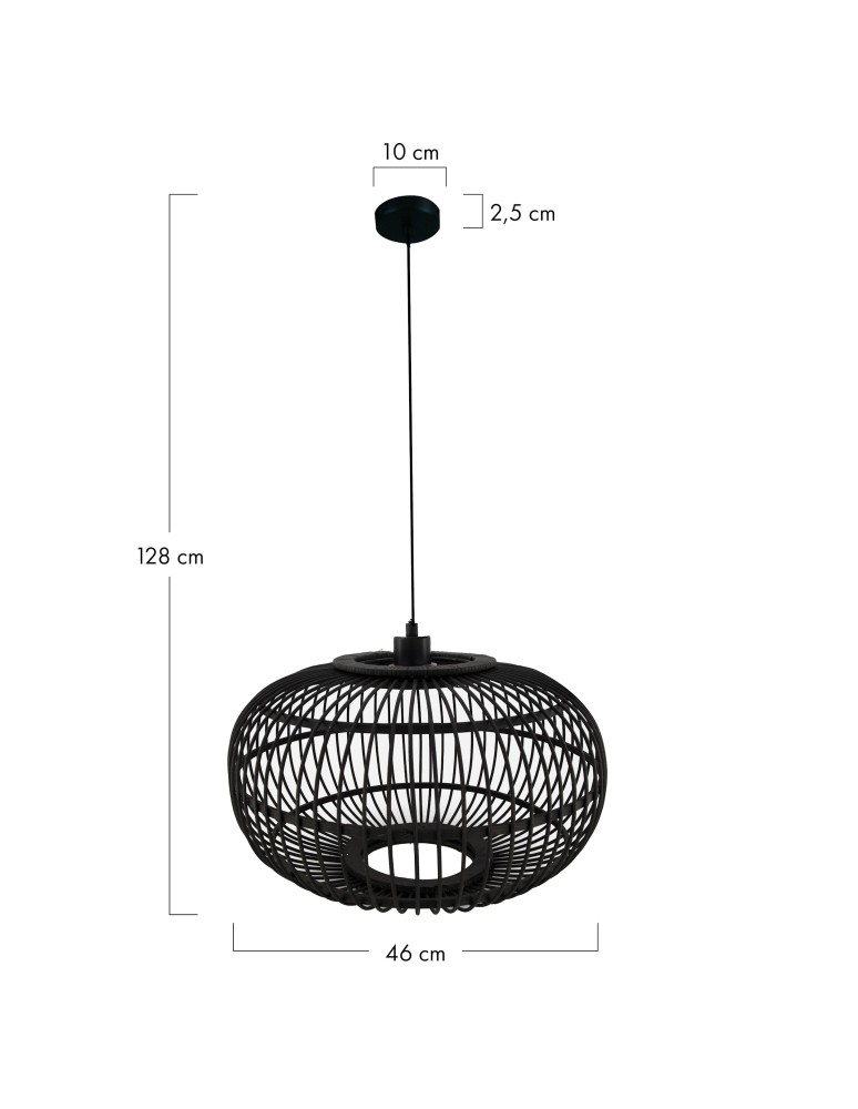 Boho pendant lamps - Dijk Bamboo Pendant Lamp in Boho Style 46x46x28cm Color Black 55716-074 - product kolory-swiatla.pl 7