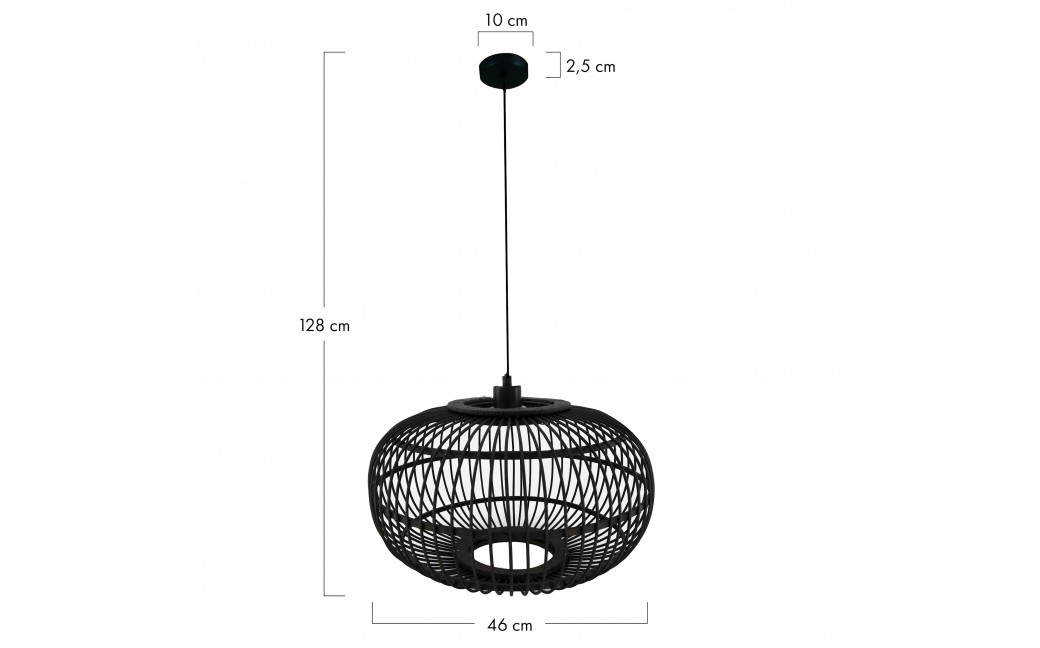 Dijk Lampa Wisząca Bambusowa w Stylu Boho 46x46x28cm Kolor Czarny 55716-074