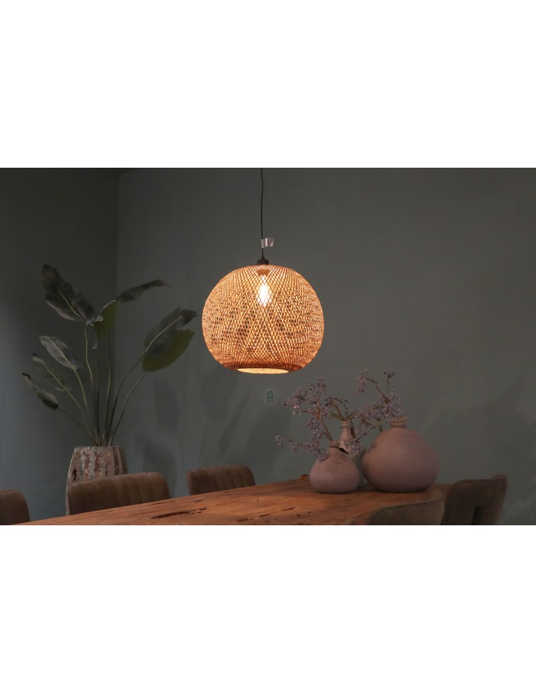 Boho pendant lamps - Dijk Bamboo Pendant Lamp in Boho Style 38x38x35cm Natural Color 55857-017. - product kolory-swiatla.pl 3