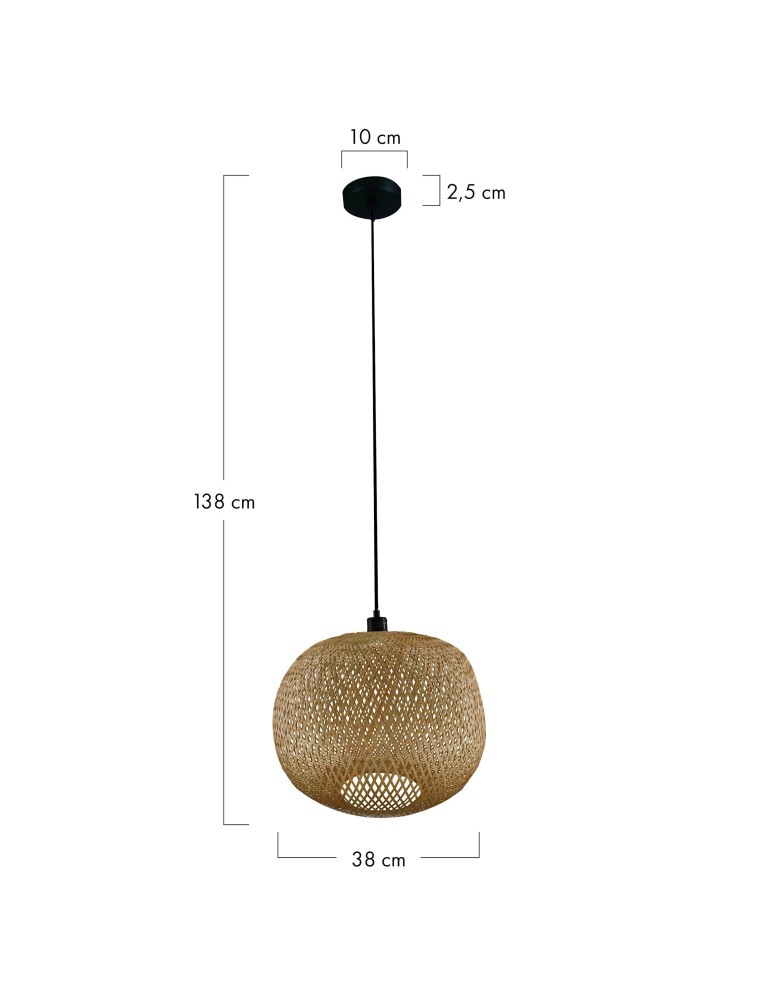 Boho pendant lamps - Dijk Bamboo Pendant Lamp in Boho Style 38x38x35cm Natural Color 55857-017. - product kolory-swiatla.pl 8