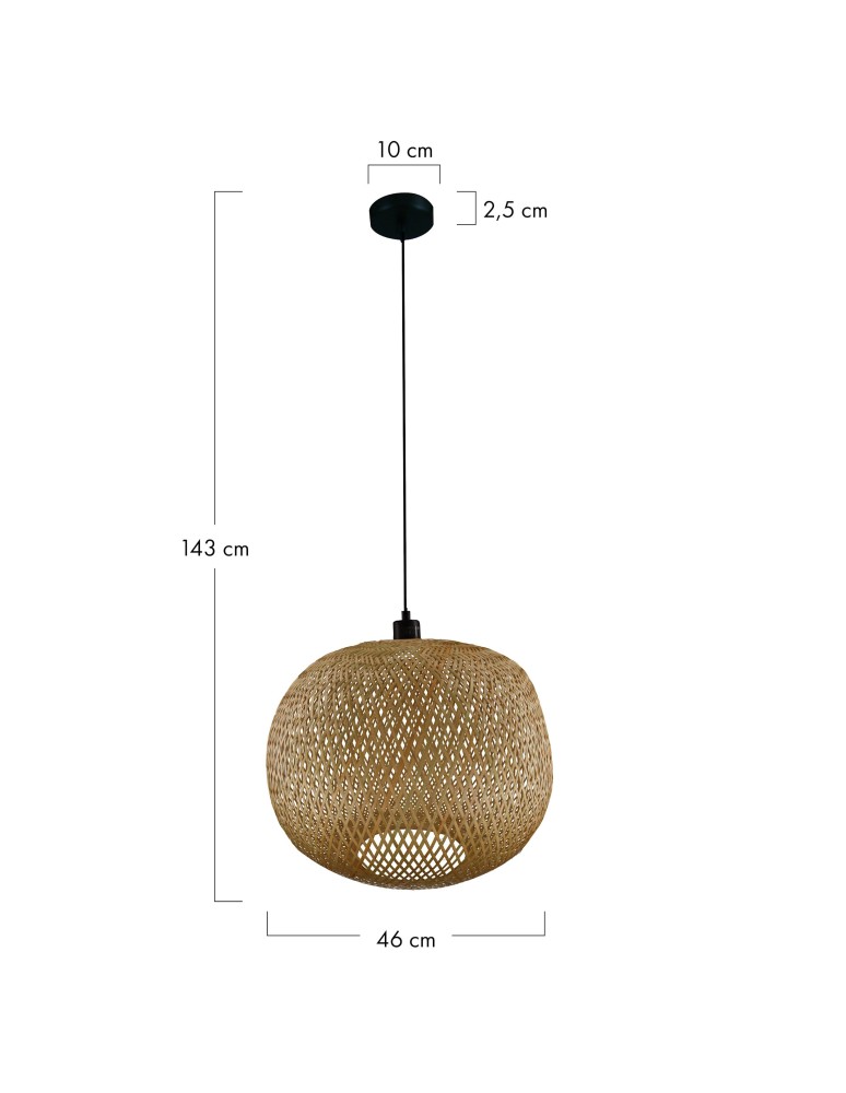 Boho pendant lamps - Dijk Bamboo Pendant Lamp in Boho Style 46x46x43cm Natural Color 55858-017 - product kolory-swiatla.pl 8