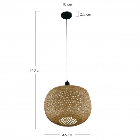 Dijk Lampa Wisząca Bambusowa w Stylu Boho 46x46x43cm Kolor Naturalny 55858-017