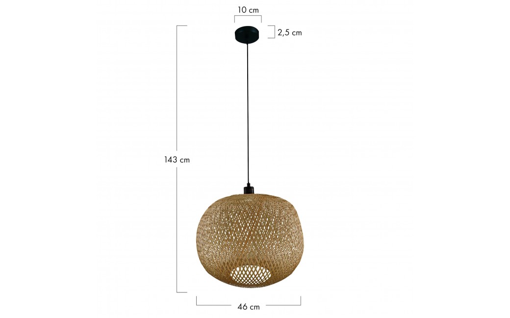 Dijk Lampa Wisząca Bambusowa w Stylu Boho 46x46x43cm Kolor Naturalny 55858-017