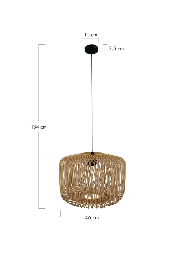 Boho pendant lamps - Dijk Bamboo Pendant Lamp in Boho Style 38x38x28cm Natural Color 55877-017. - product kolory-swiatla.pl 8