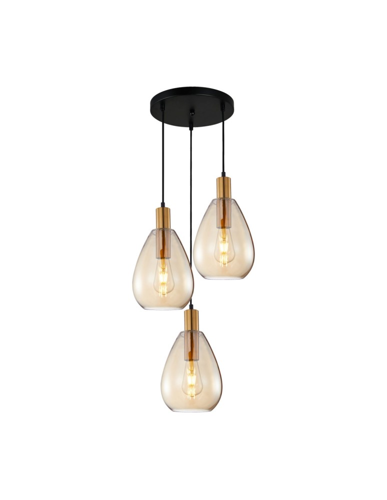 Triple pendant lamps - Italux Zulo Pendant 3xE27 40W Brass PND-27812-3A-BRO-AMB - product kolory-swiatla.pl 1