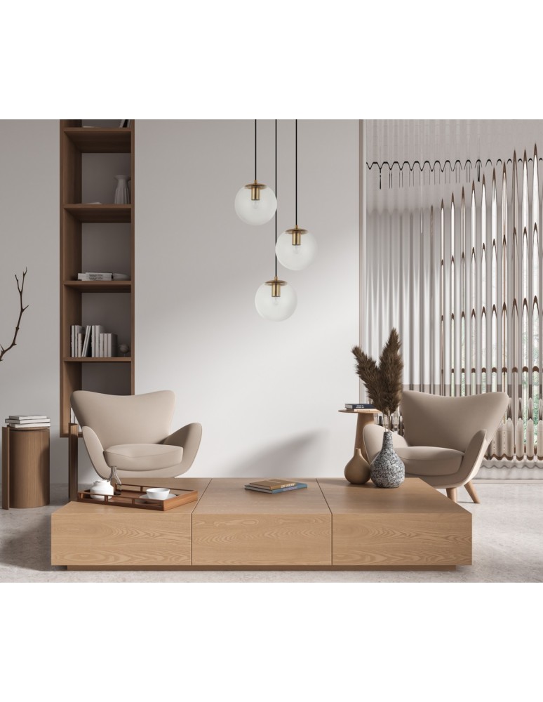 Triple pendant lamps - Italux Sarpo Pendant 3xE27 40W Brass PND-58867-3S-BK-BRO - product kolory-swiatla.pl 3