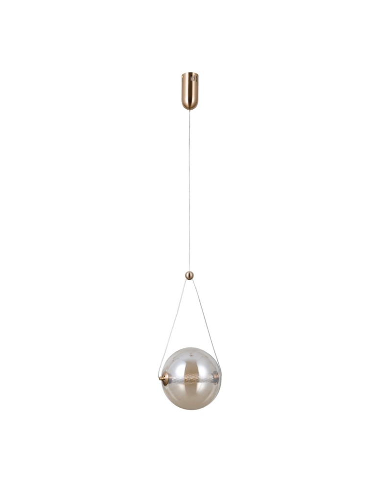 Pendant lamps spheres - Italux Rastia Pendant 1xLED 9W 825 lm 3000K (Warm White) Gold PND-34361-M-HBR-AMB - product kolory-swiatla.pl 2