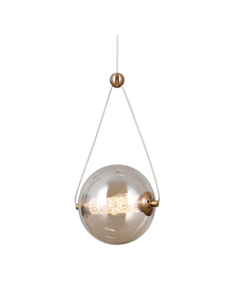 Pendant lamps spheres - Italux Rastia Pendant 1xLED 6W 550 lm 3000K (Warm White) Gold PND-34361-S-HBR-AMB - product kolory-swiatla.pl 1