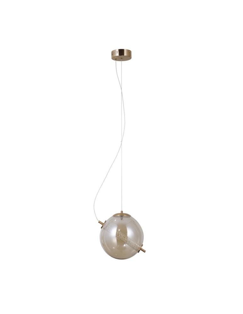 Pendant lamps spheres - Italux Nola Pendant 1xLED 12W 1020 lm 3000K (Warm White) Gold PND-34366-HBR-AMB - product kolory-swiatla.pl 3