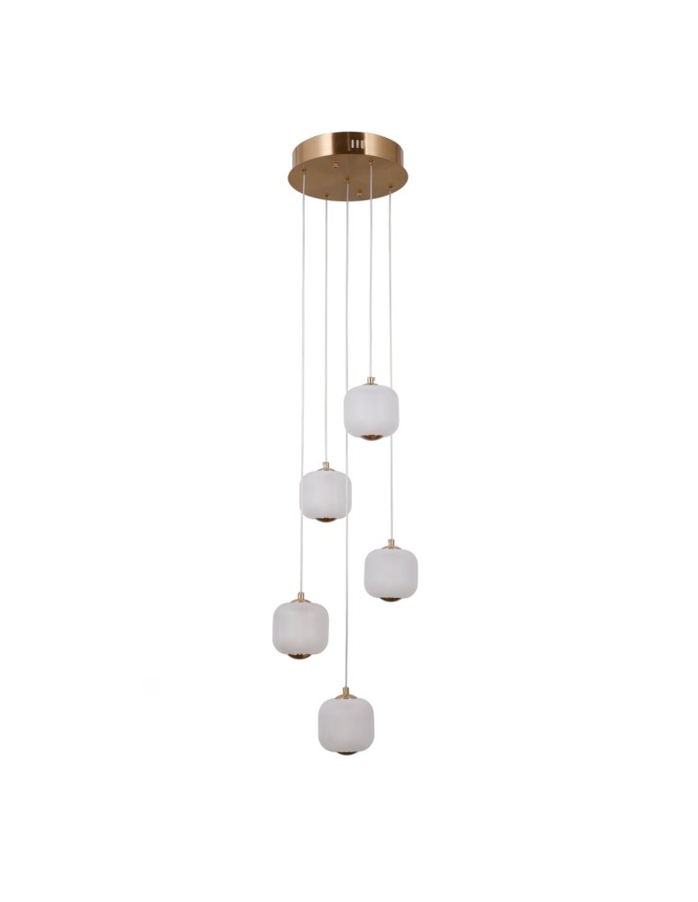 5 point pendant lamps - Italux Ganti Pendant 5xLED 12W 1300 lm 3000K (Warm White) Gold PND-34362-5-HBR-OPAL - product kolory-swiatla.pl 2