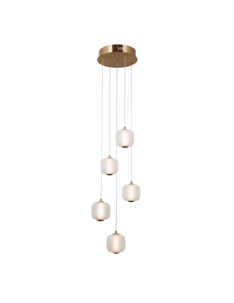 5 point pendant lamps - Italux Ganti Pendant 5xLED 12W 1300 lm 3000K (Warm White) Gold PND-34362-5-HBR-OPAL - product kolory-swiatla.pl 1