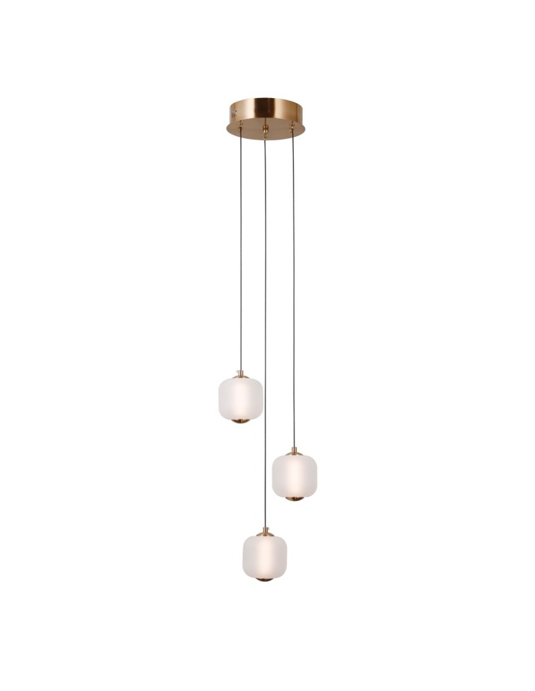 Triple pendant lamps - Italux Ganti Pendant 3xLED 8W 865 lm 3000K (Warm White) Gold PND-34362-3-HBR-OPAL - product kolory-swiatla.pl 1