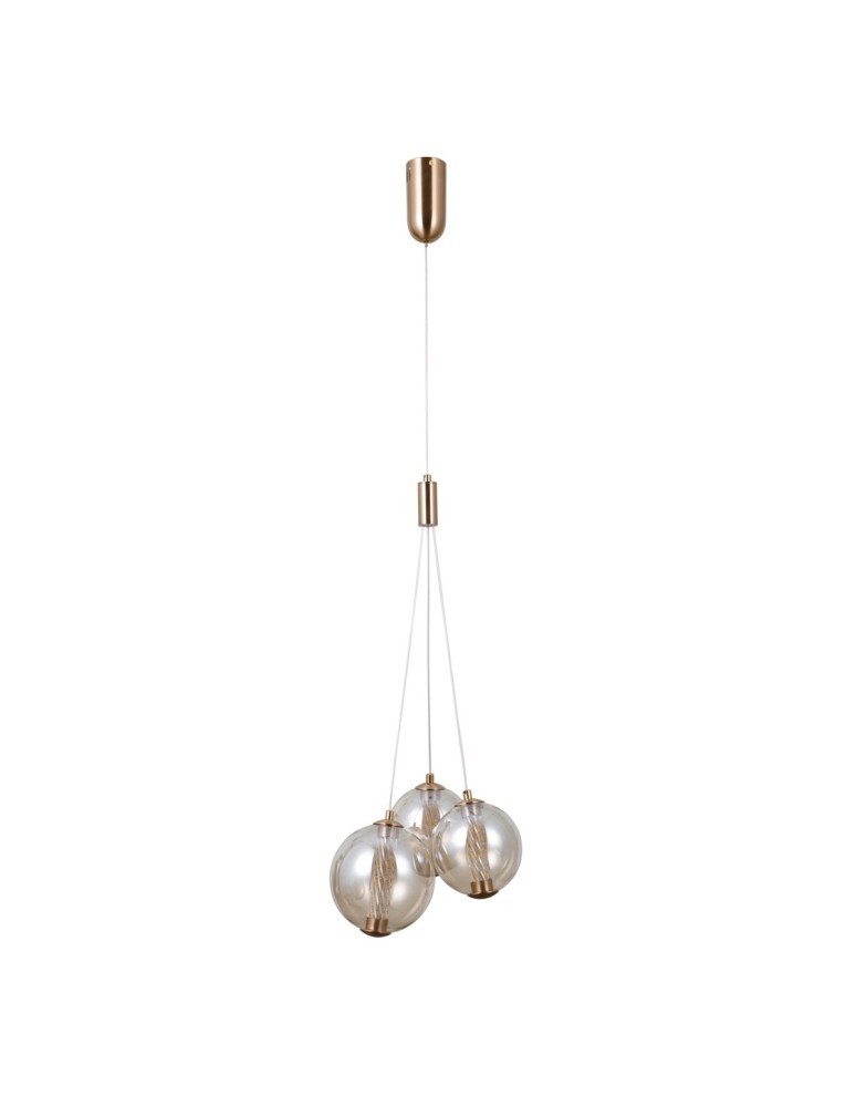 Pendant lamps - Italux Butero Pendant 3xLED 12W 1095 lm 3000K (Warm White) Gold PND-34359-3-HBR-AMB - product kolory-swiatla.pl 3