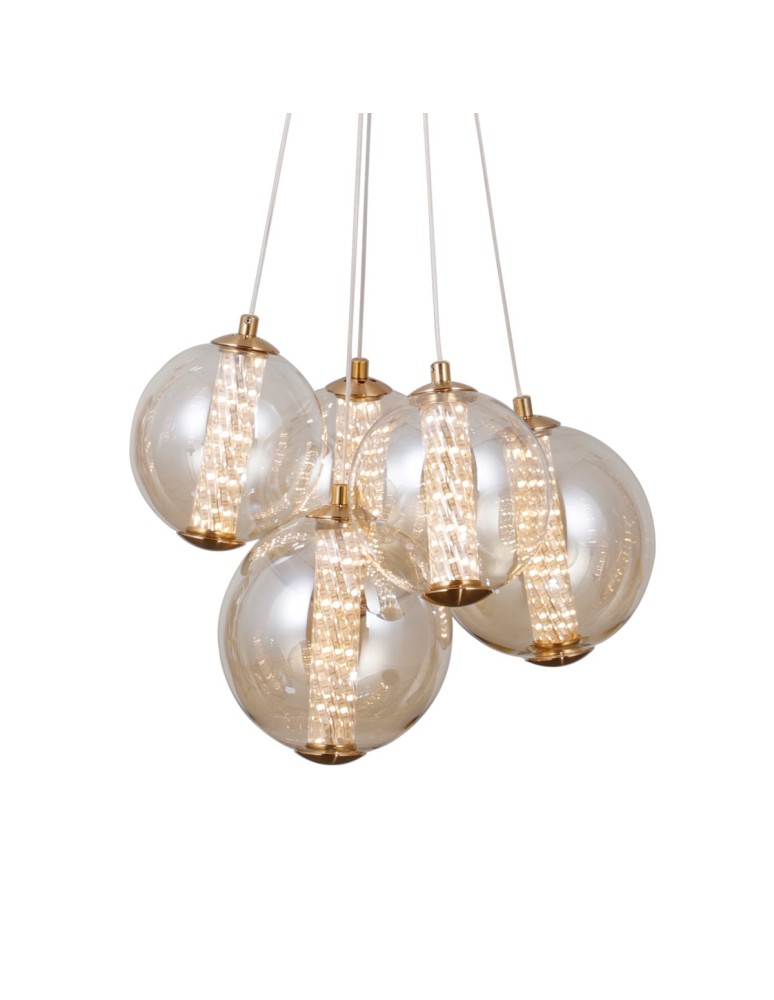 Pendant lamps - Italux Butero Pendant 5xLED 20W 1830 lm 3000K (Warm White) Gold PND-34359-5-HBR-AMB - product kolory-swiatla.pl 1