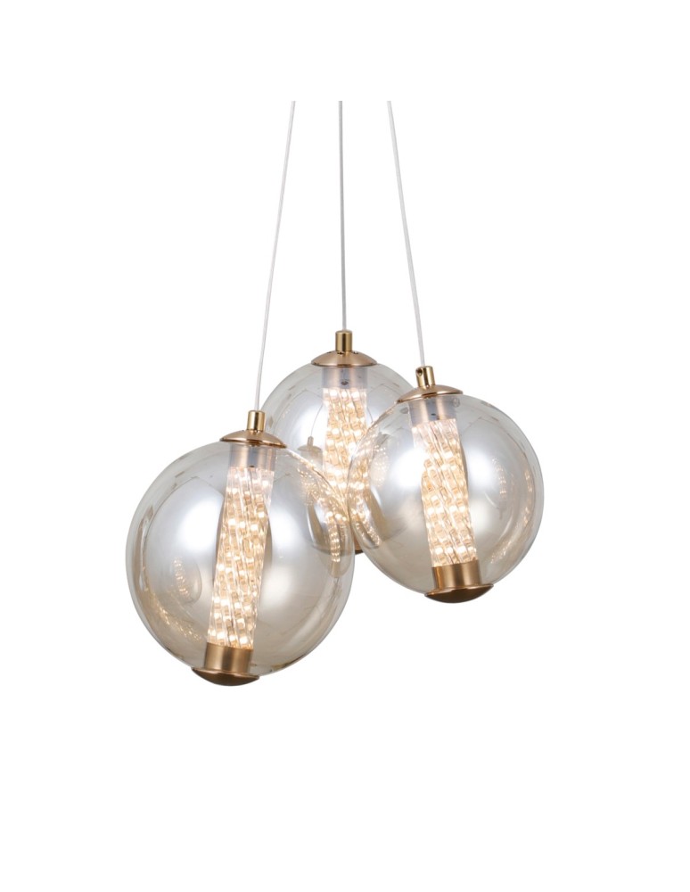 Pendant lamps - Italux Butero Pendant 3xLED 12W 1095 lm 3000K (Warm White) Gold PND-34359-3-HBR-AMB - product kolory-swiatla.pl 1