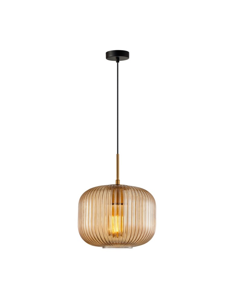 Single pendant lamps - Italux Gavino Pendant 1xE27 40W Gold PND-26476-1-BRO-AMB - product kolory-swiatla.pl 2