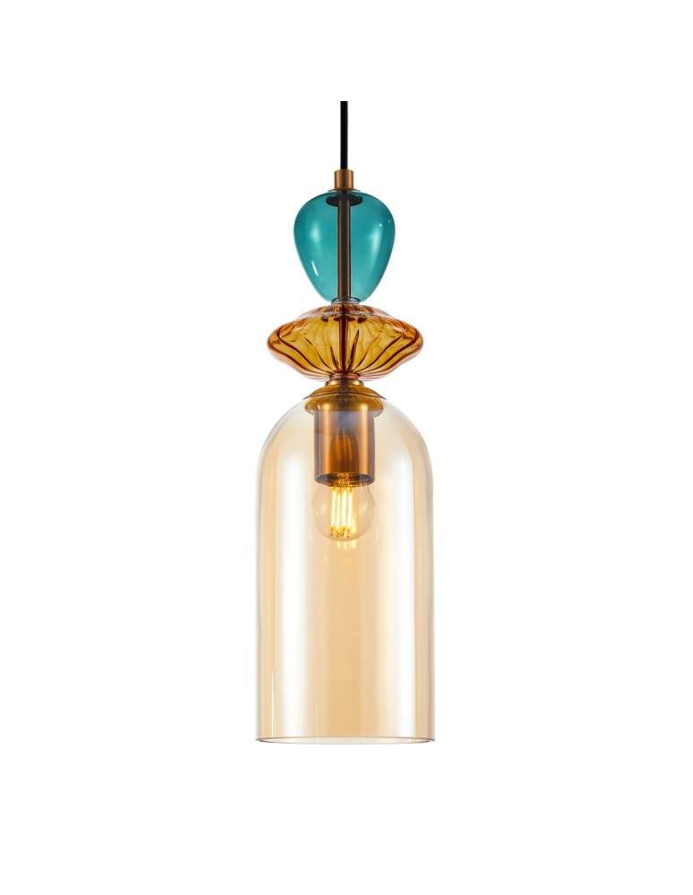 Designer pendant lamps - Italux Busco Pendant 1xE27 40W Gold, Black PND-30263-1C-BRO-AMB - product kolory-swiatla.pl 1