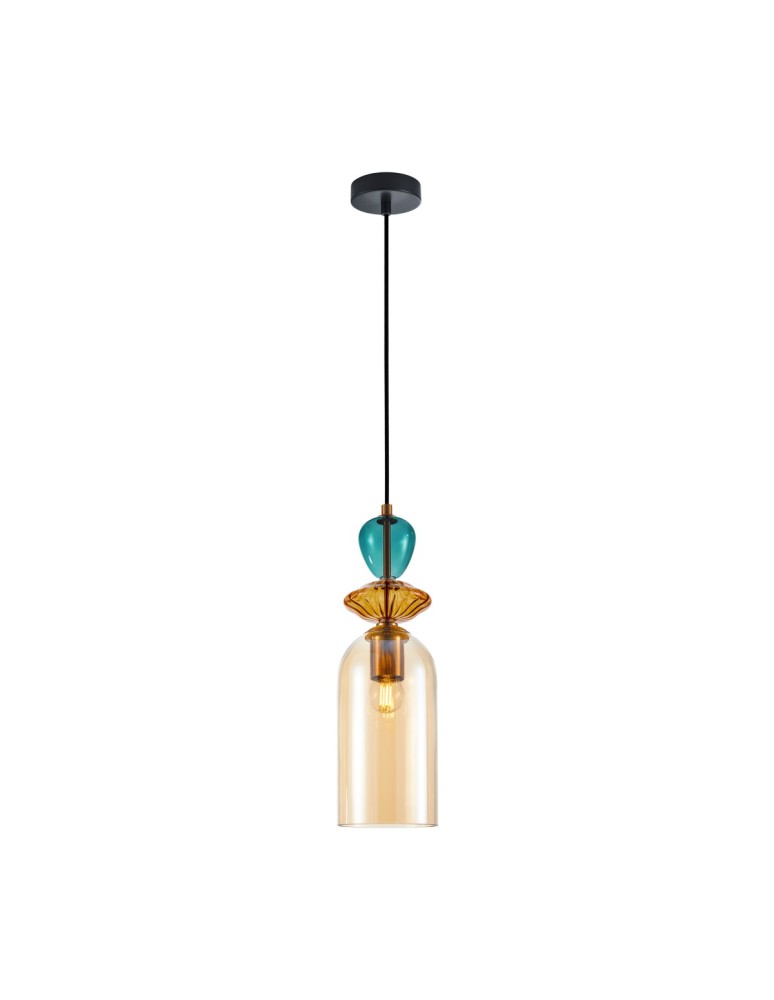 Designer pendant lamps - Italux Busco Pendant 1xE27 40W Gold, Black PND-30263-1C-BRO-AMB - product kolory-swiatla.pl 2